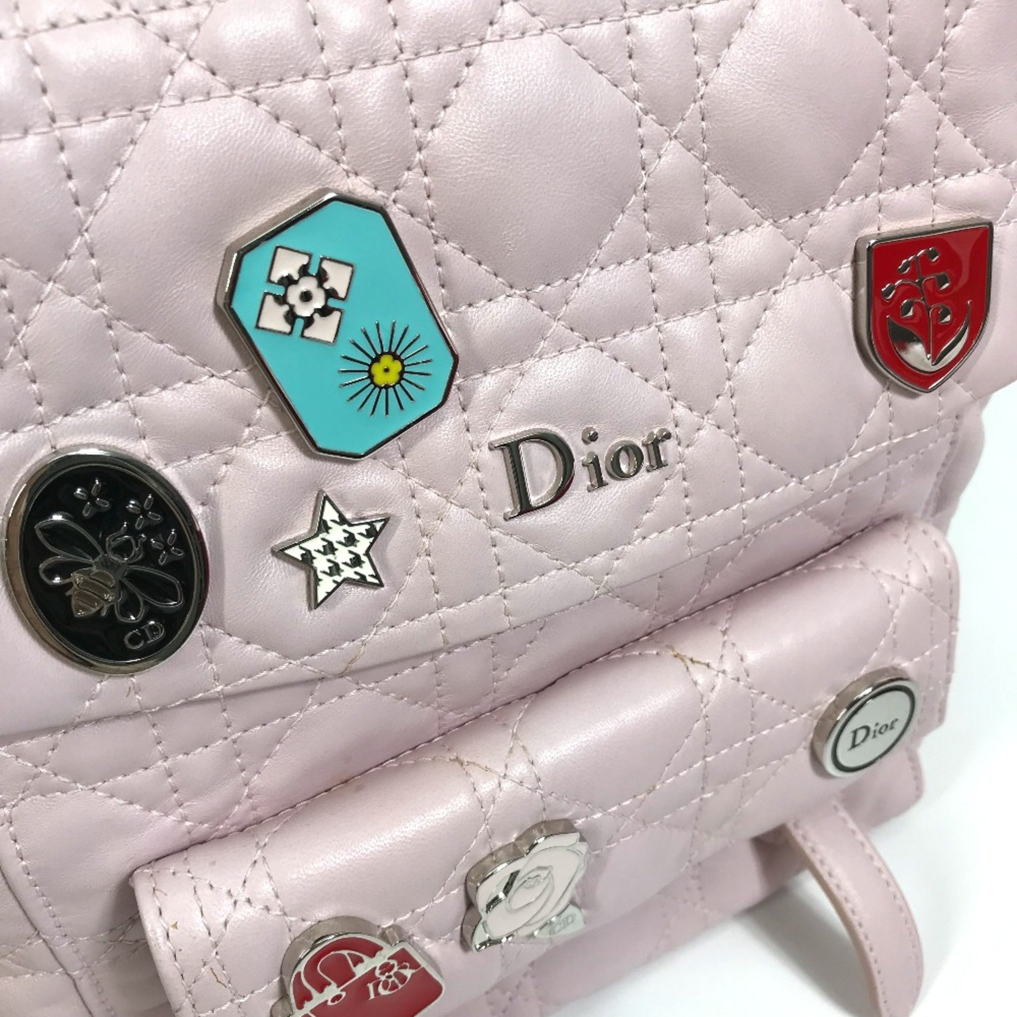 Christian CHRISTIAN DIOR Cannage Stardust Small Ginza limited Backpack Soft pink pink