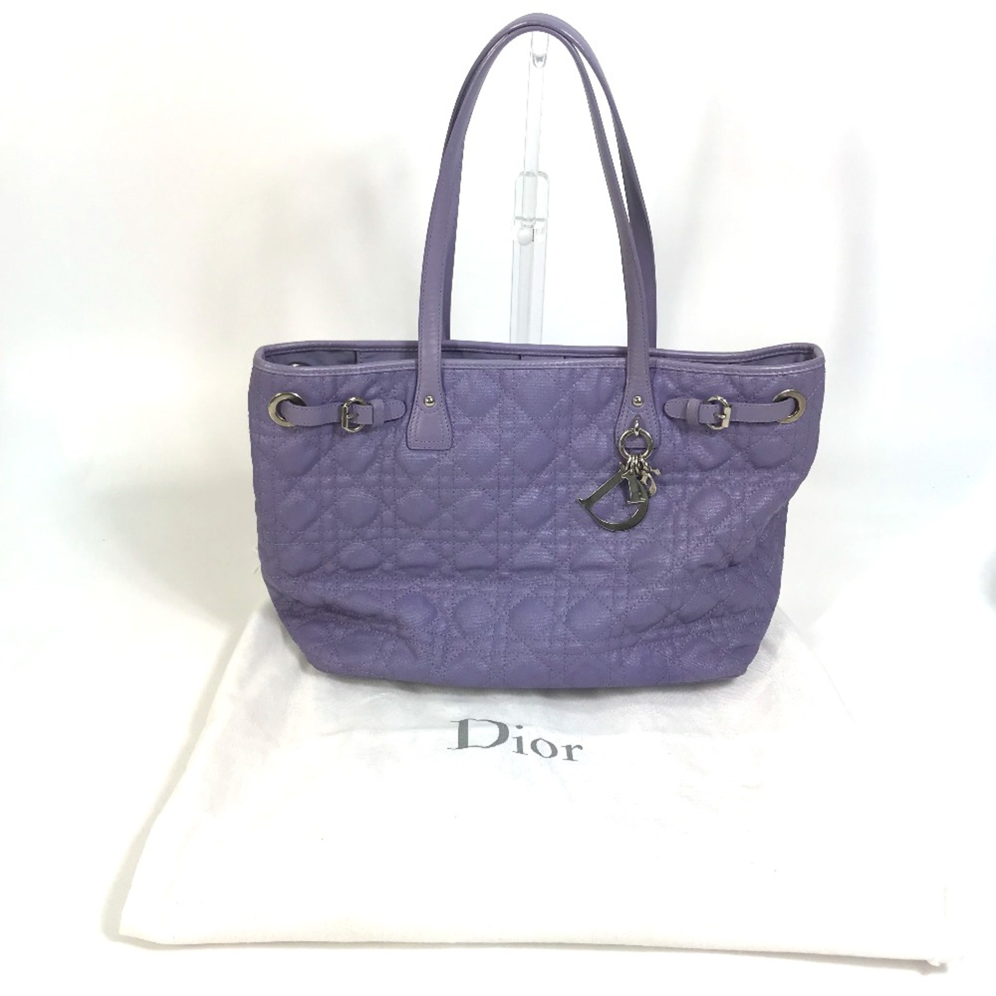 CHRISTIAN DIOR Cannage Panarea Bag Hand Bag Tote Bag purple