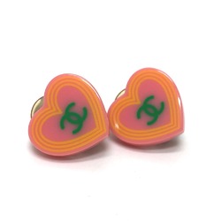 Chanel 04C Accessories heart Earrings Pink x Orange SilverHardware