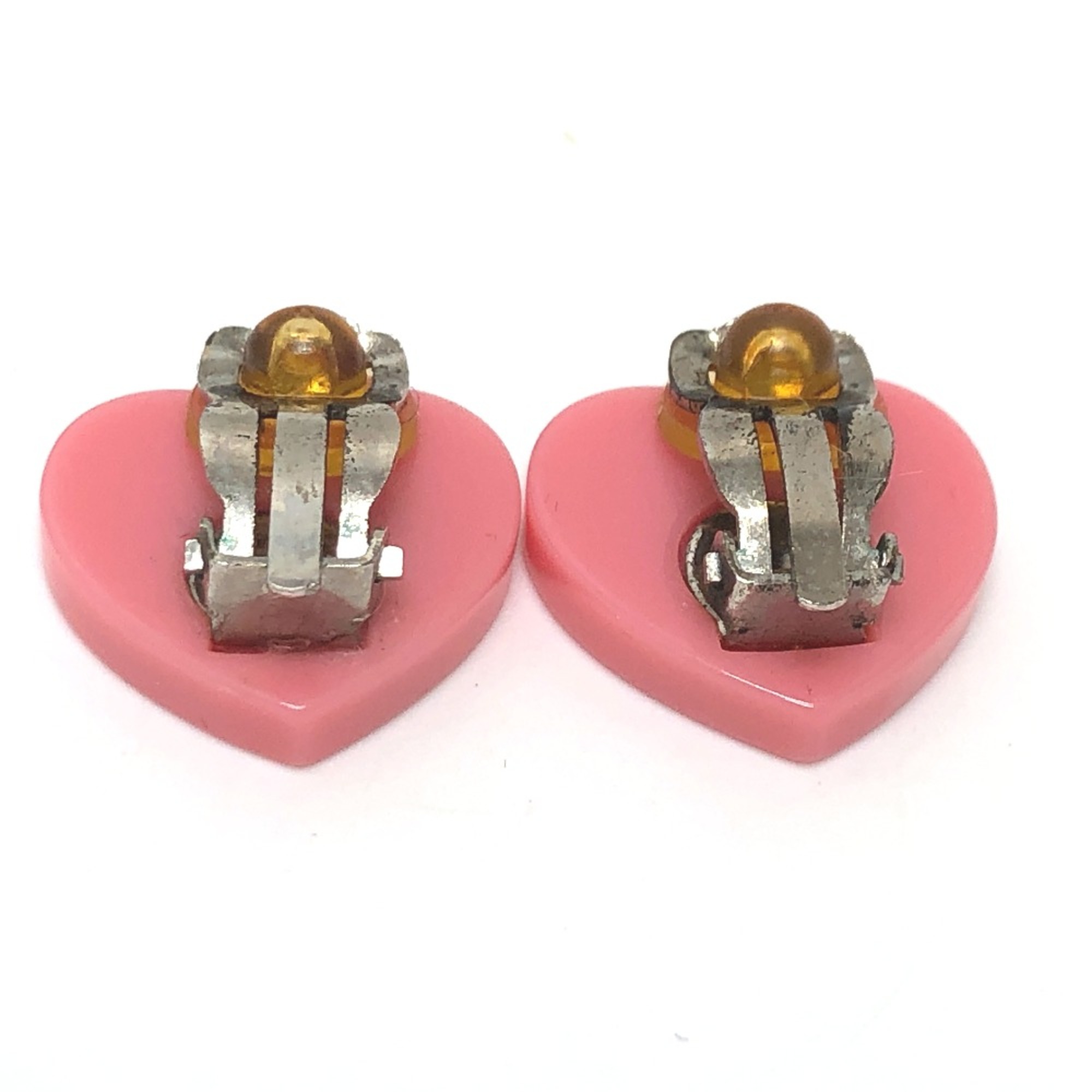 Chanel 04C Accessories heart Earrings Pink x Orange SilverHardware