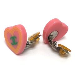 Chanel 04C Accessories heart Earrings Pink x Orange SilverHardware