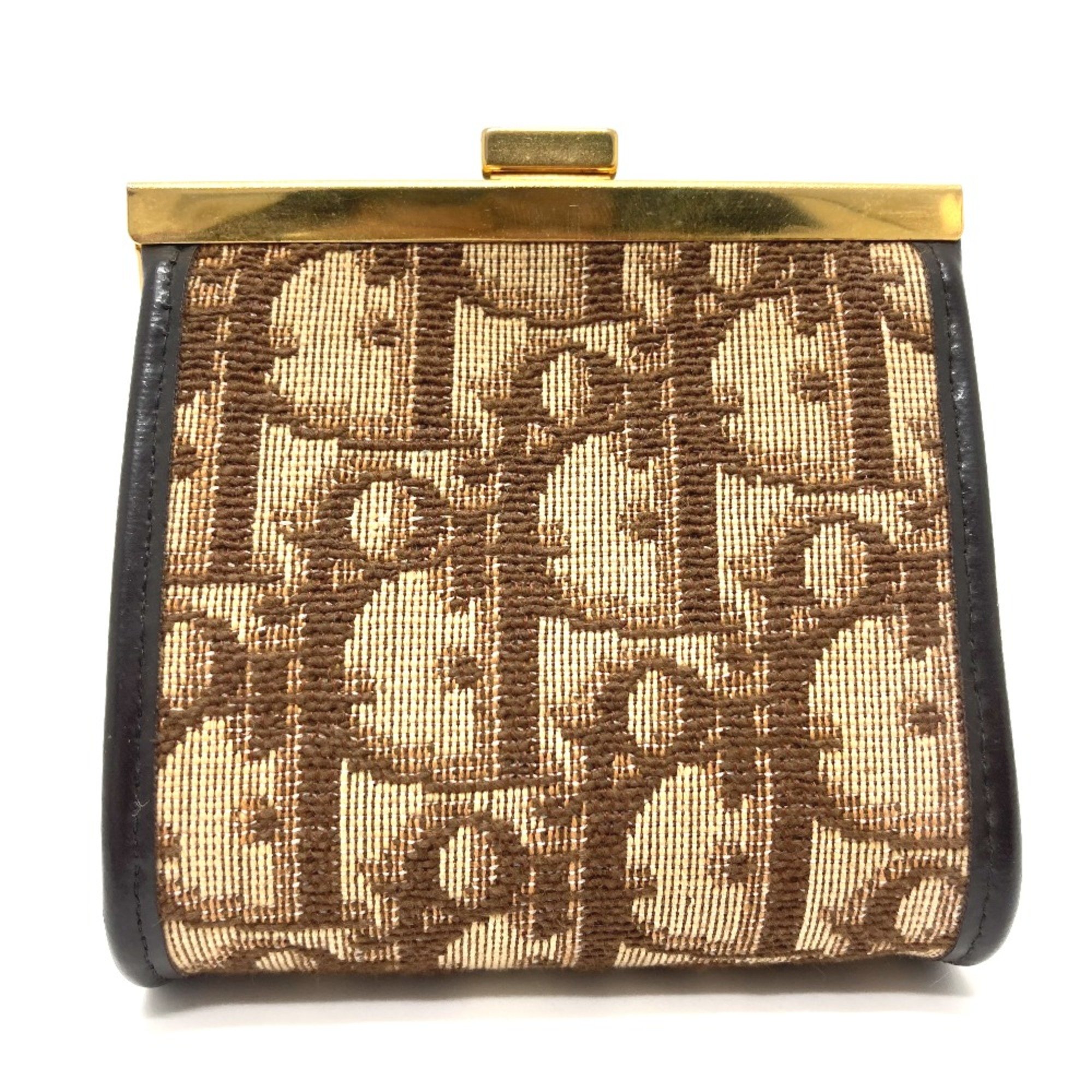 CHRISTIAN DIOR Trotter Coin Compartment Wallet coin purse Beige x Brown