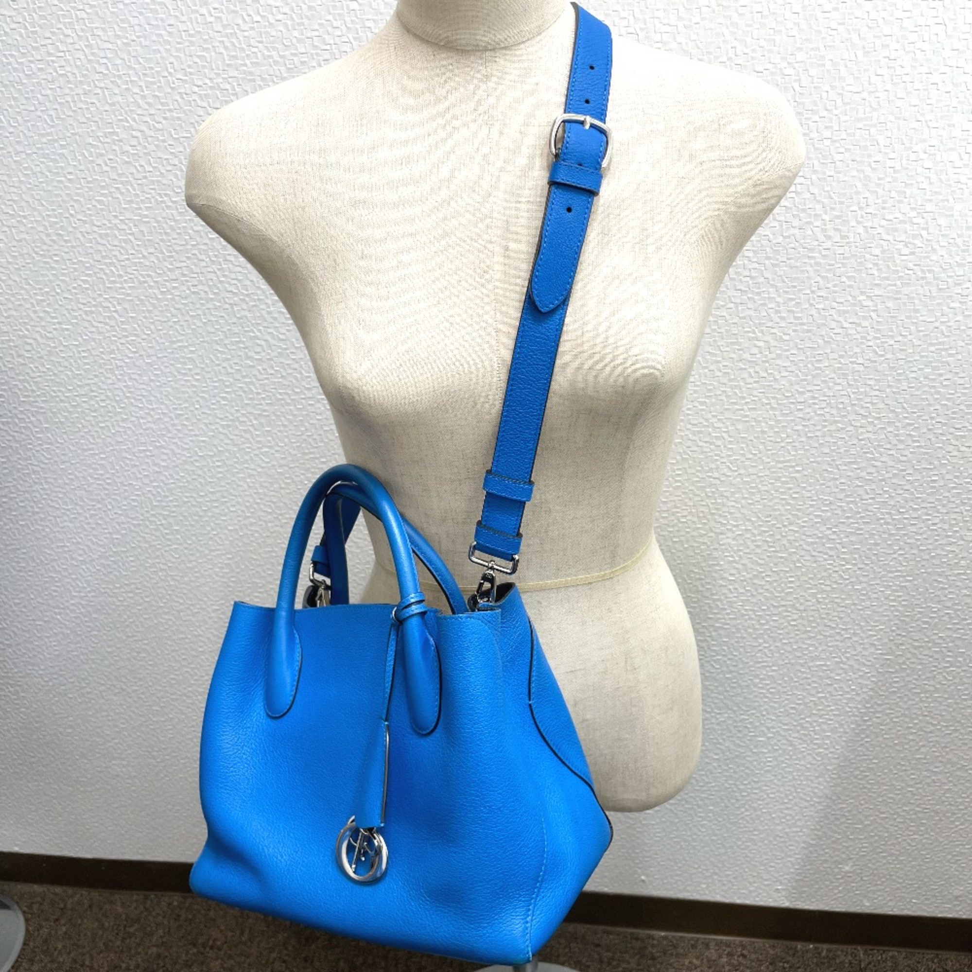 CHRISTIAN DIOR Handbag Crossbody 2WAY Shoulder Bag Tote Bag blue