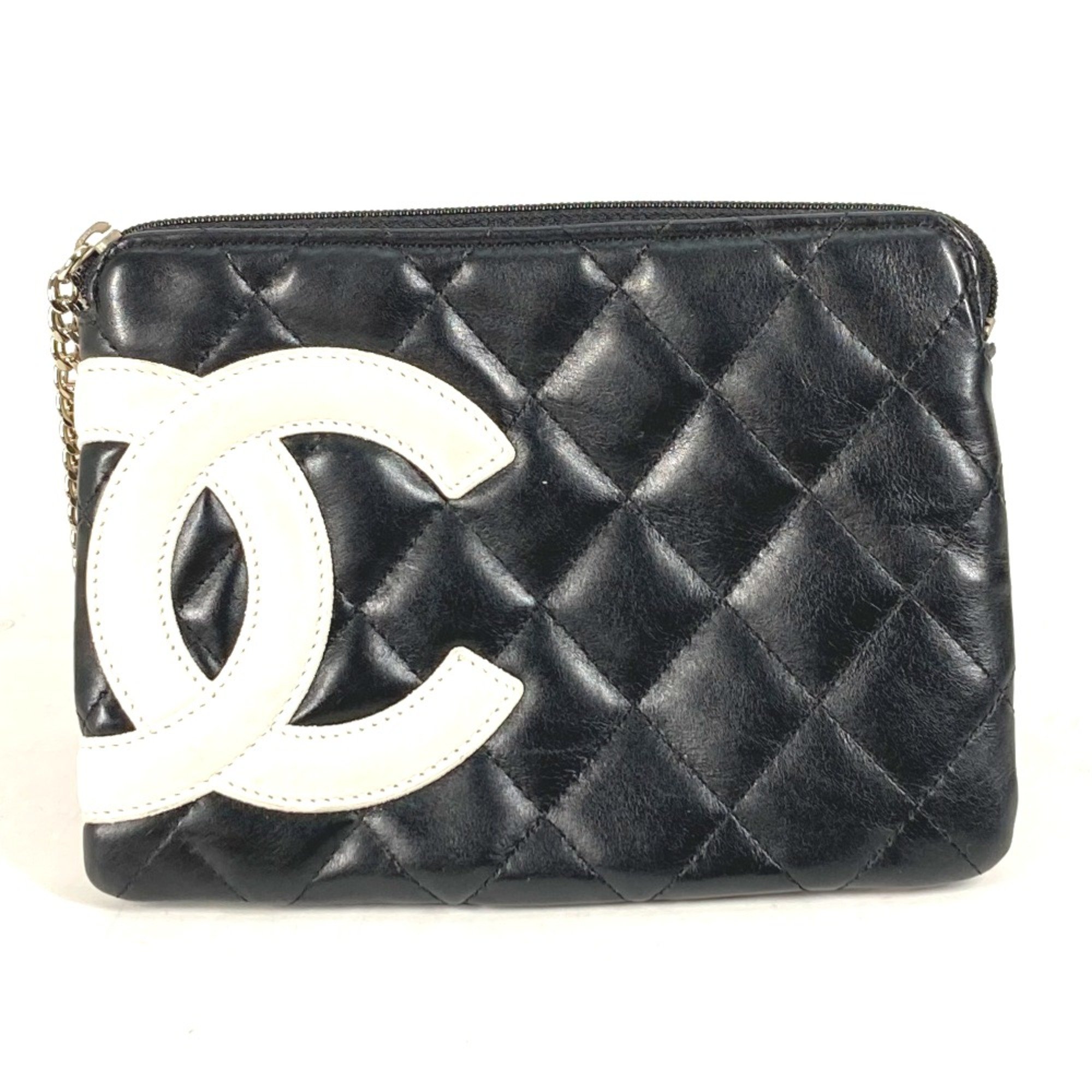 Chanel Cambon Line coin purse Wallet Coin Compartment Flat Pouch Black