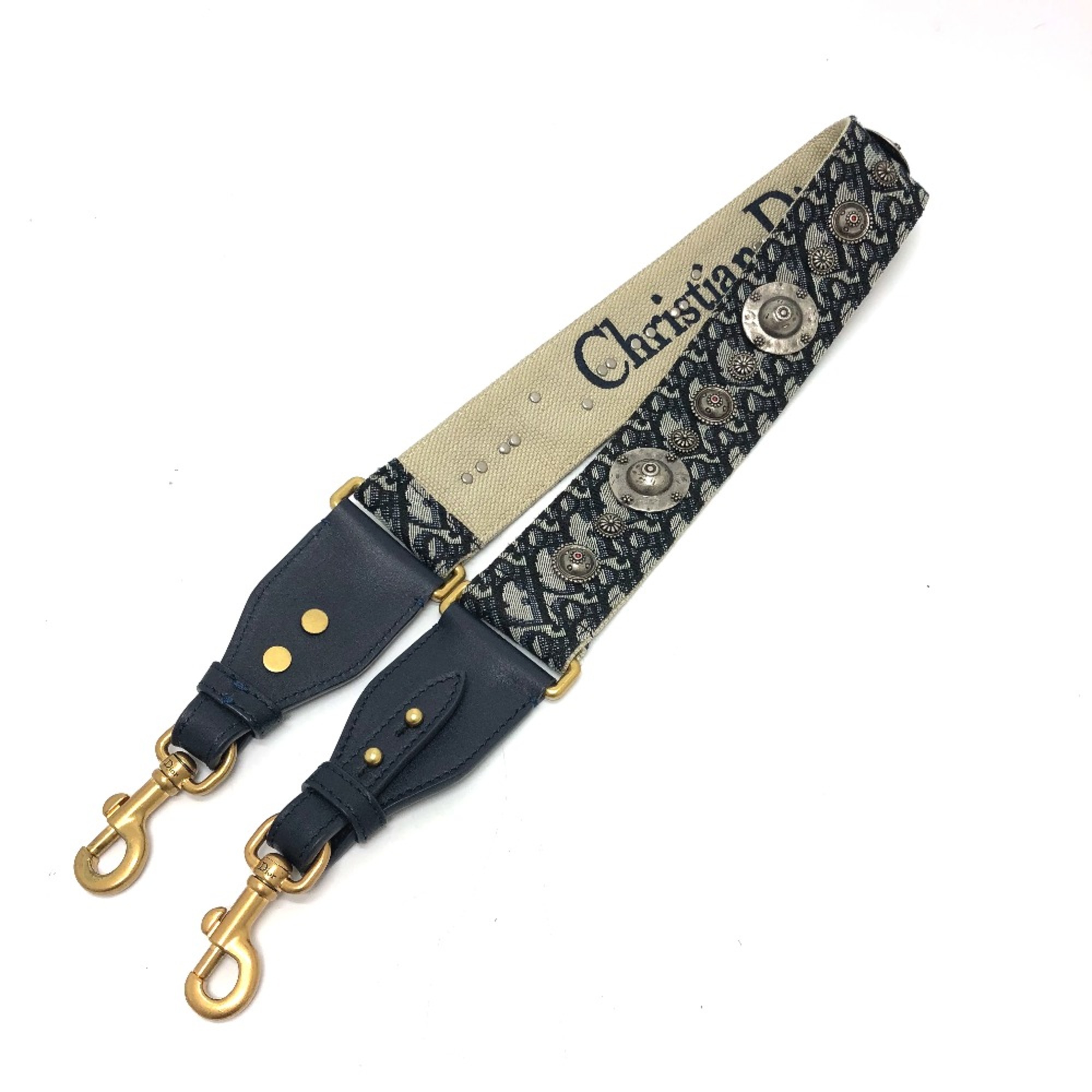 CHRISTIAN DIOR Oblique Strap only Shoulder strap Navy GoldHardware