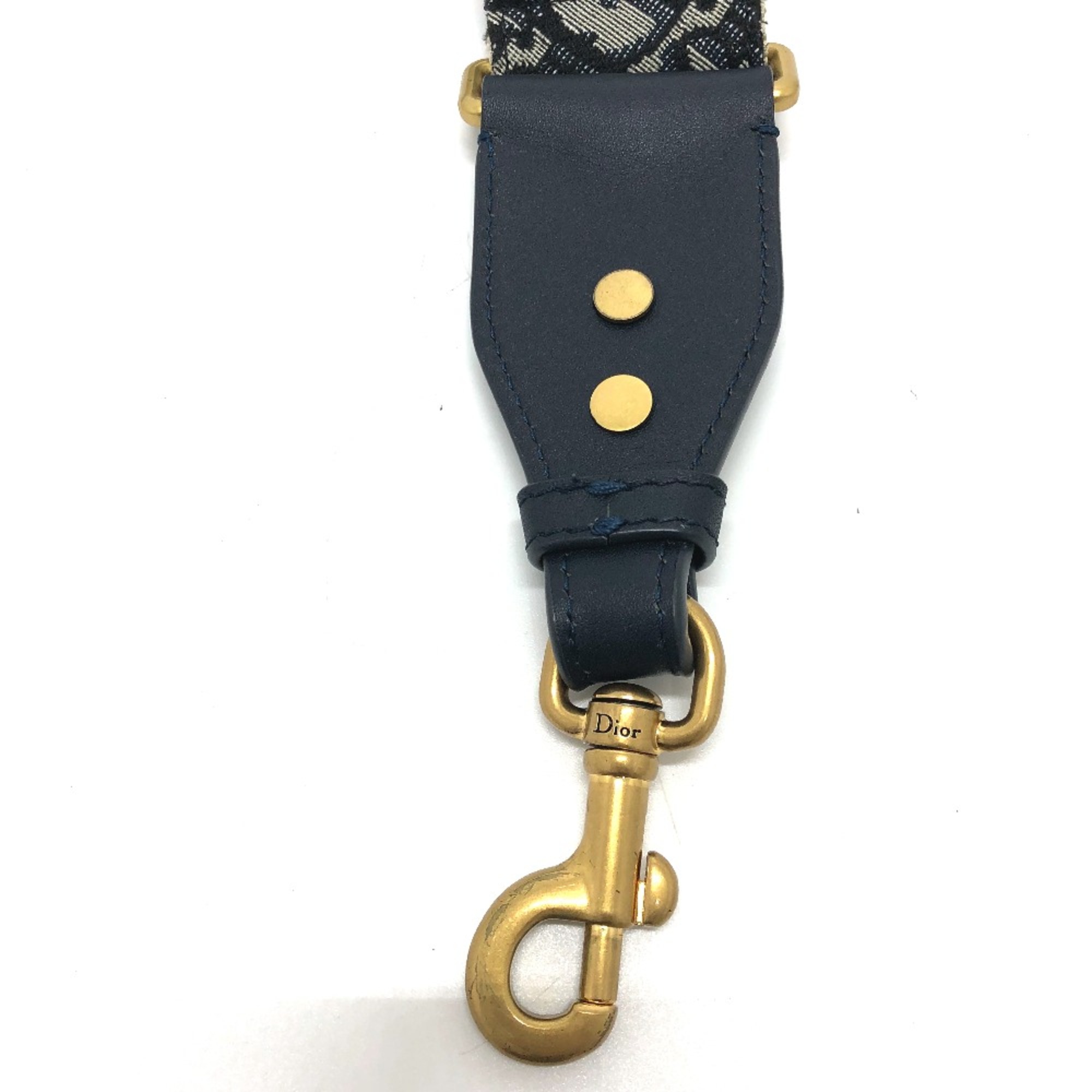 CHRISTIAN DIOR Oblique Strap only Shoulder strap Navy GoldHardware