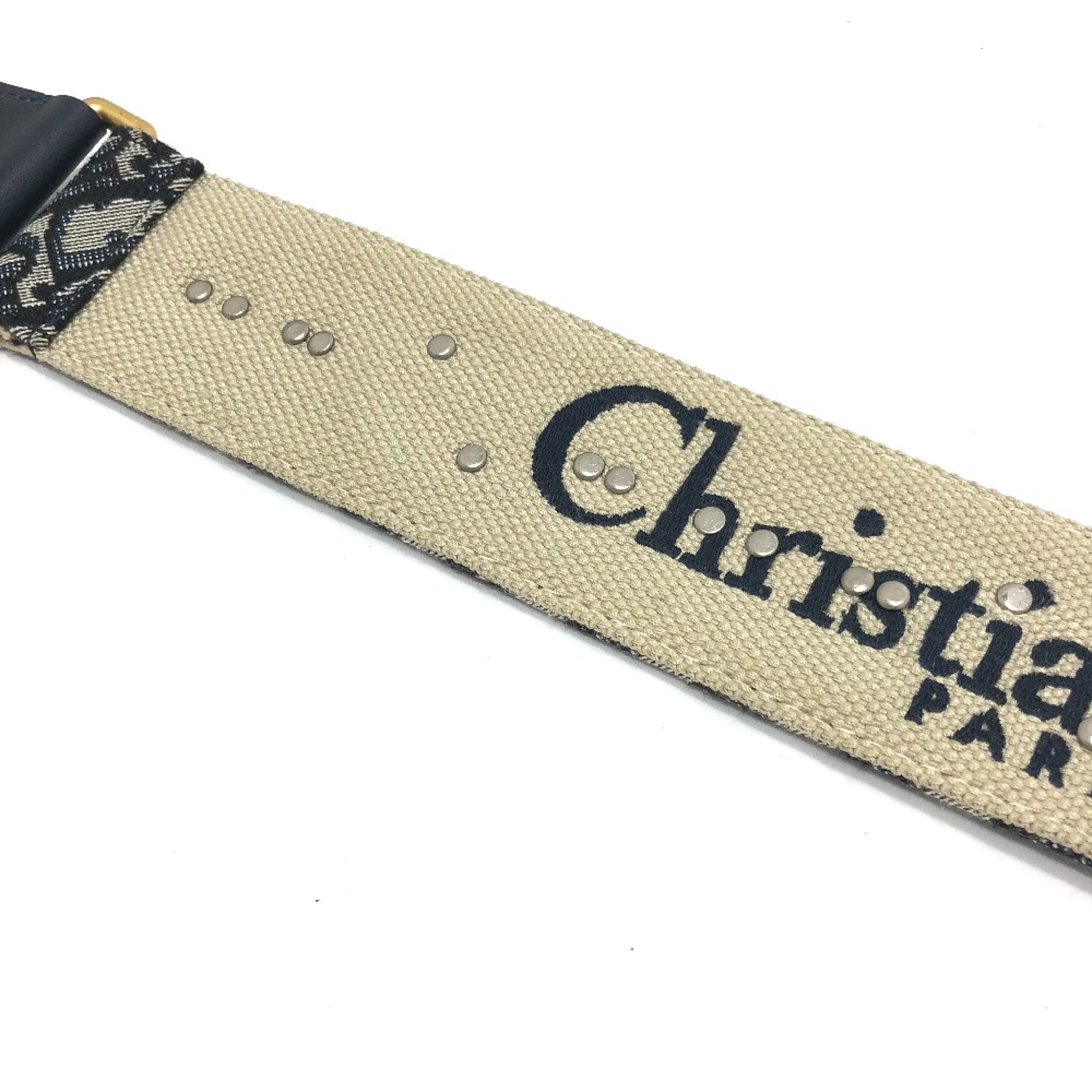 CHRISTIAN DIOR Oblique Strap only Shoulder strap Navy GoldHardware