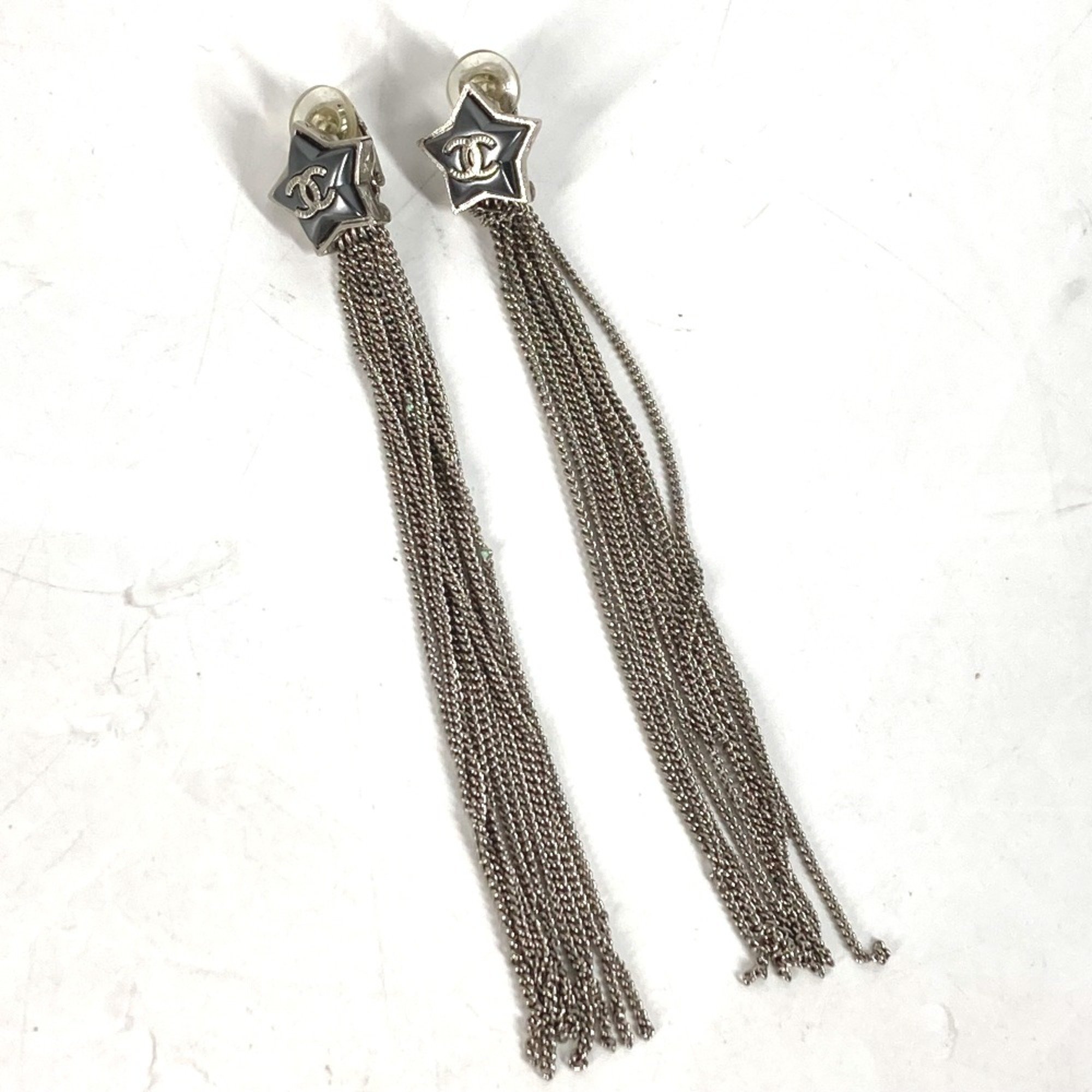 Chanel A17B Accessories Long Earrings Pierce Silver