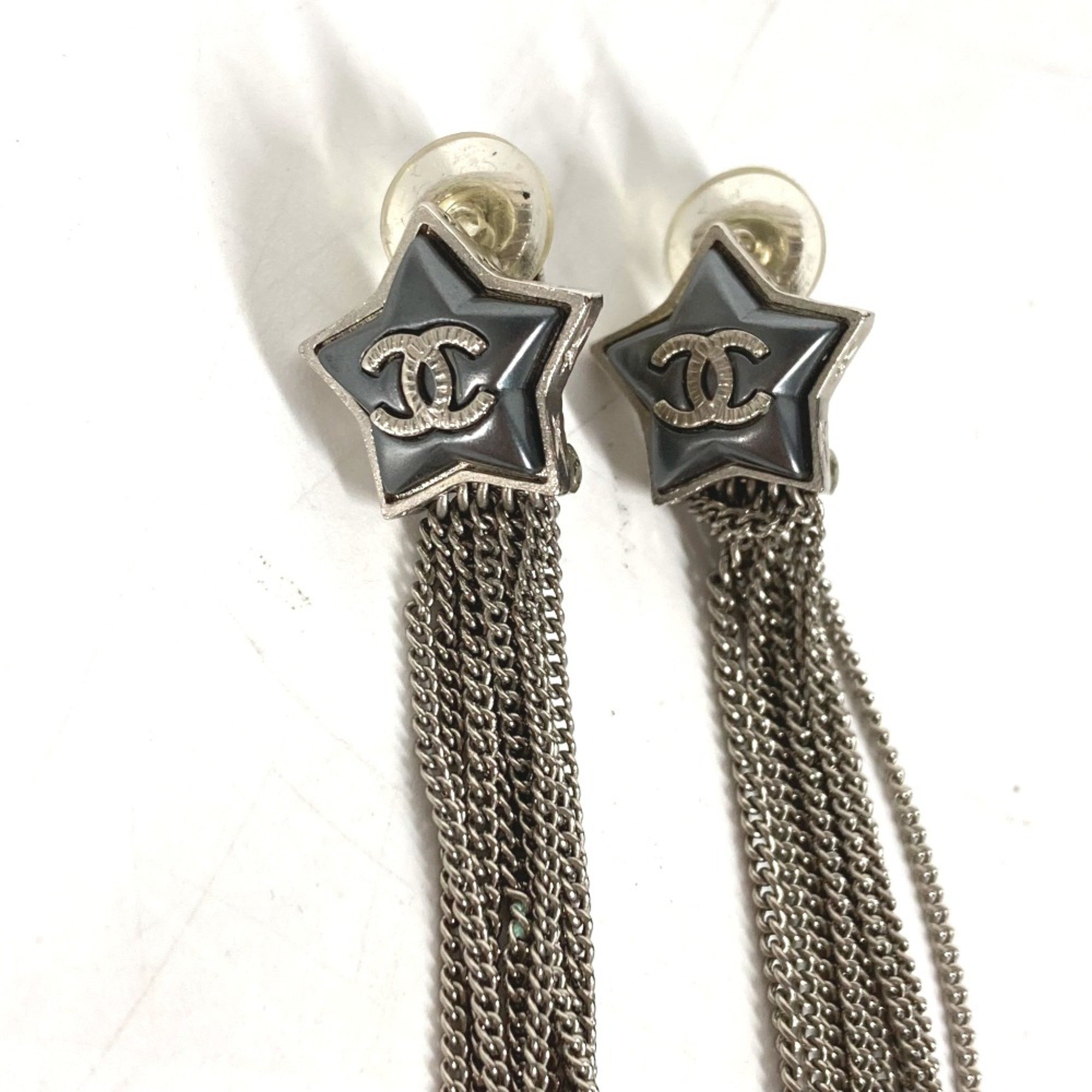 Chanel A17B Accessories Long Earrings Pierce Silver