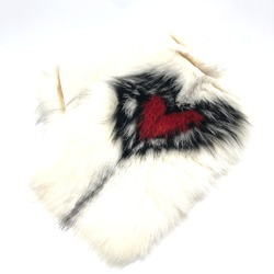 CHRISTIAN DIOR 86FUR250I820 heart fur Scarf White/Red/Black