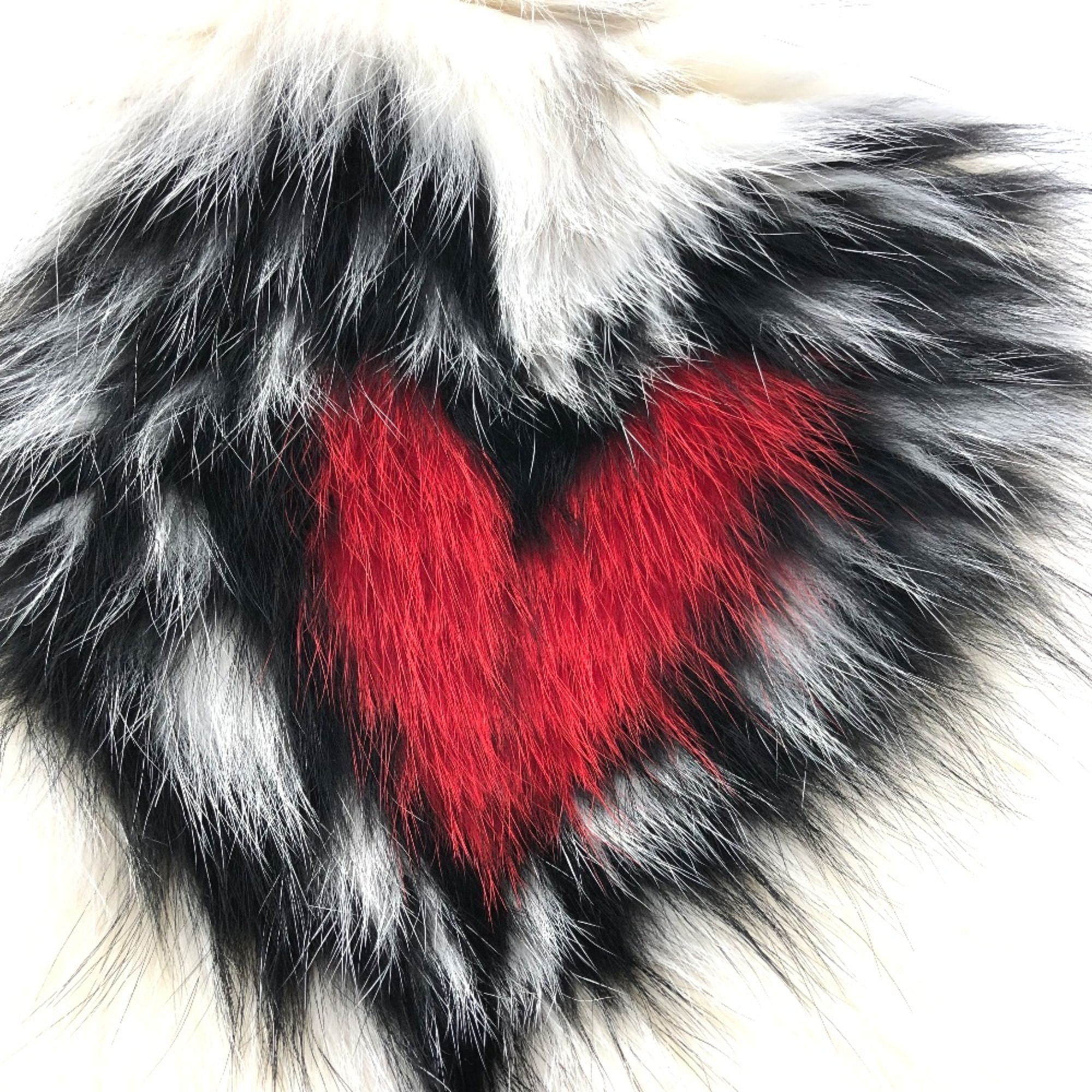 CHRISTIAN DIOR 86FUR250I820 heart fur Scarf White/Red/Black