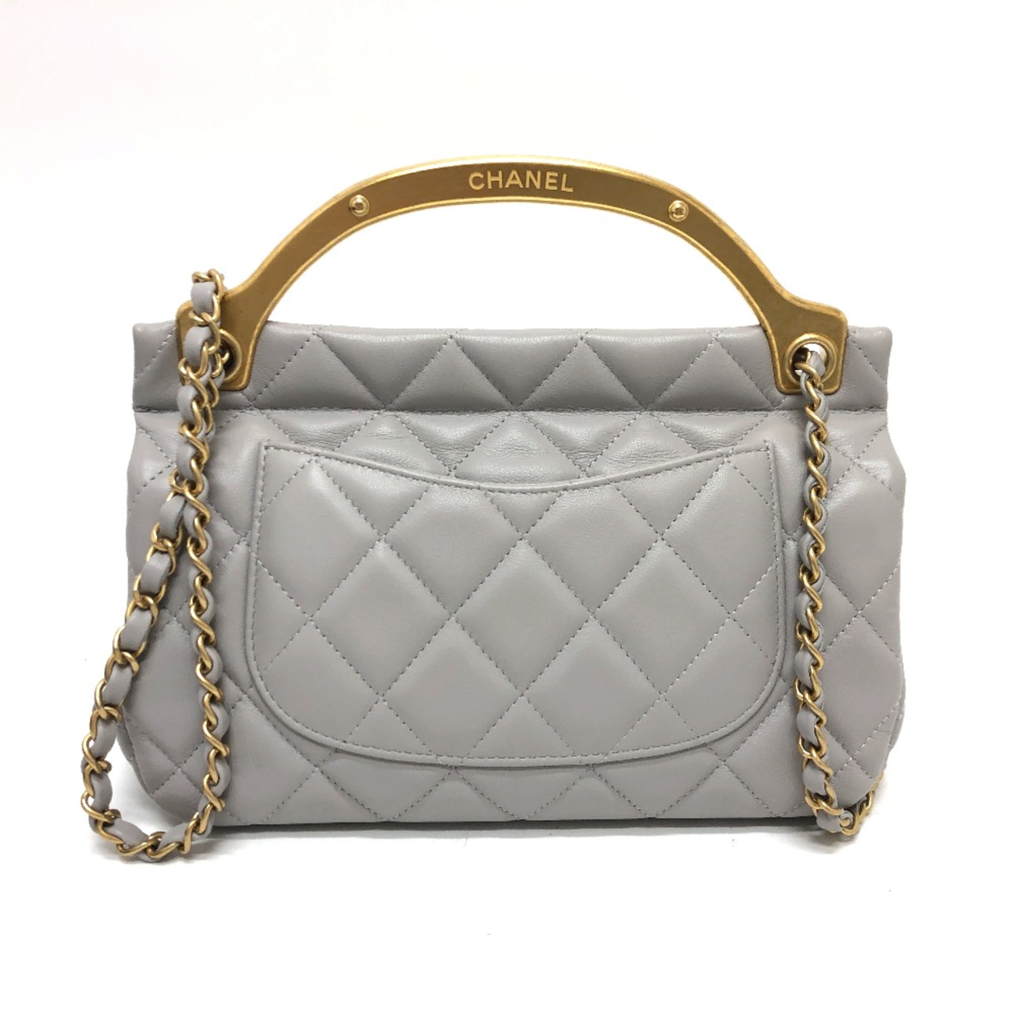 Chanel 2WAY Crossbody Shoulder Shoulder Bag gray GoldHardware