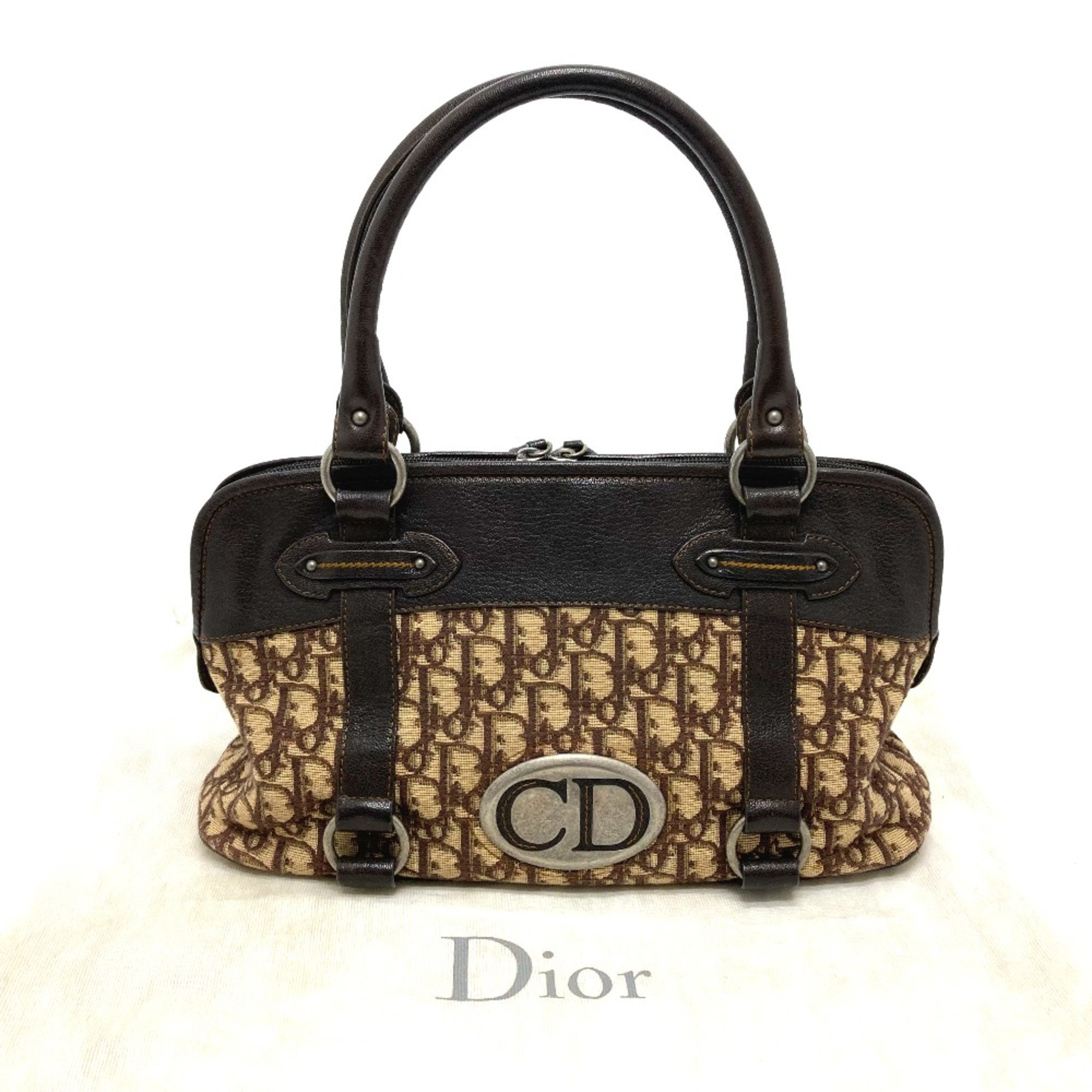 Christian CHRISTIAN DIOR Trotter Bag Vintage Semi Shoulder Hand Bag Brown