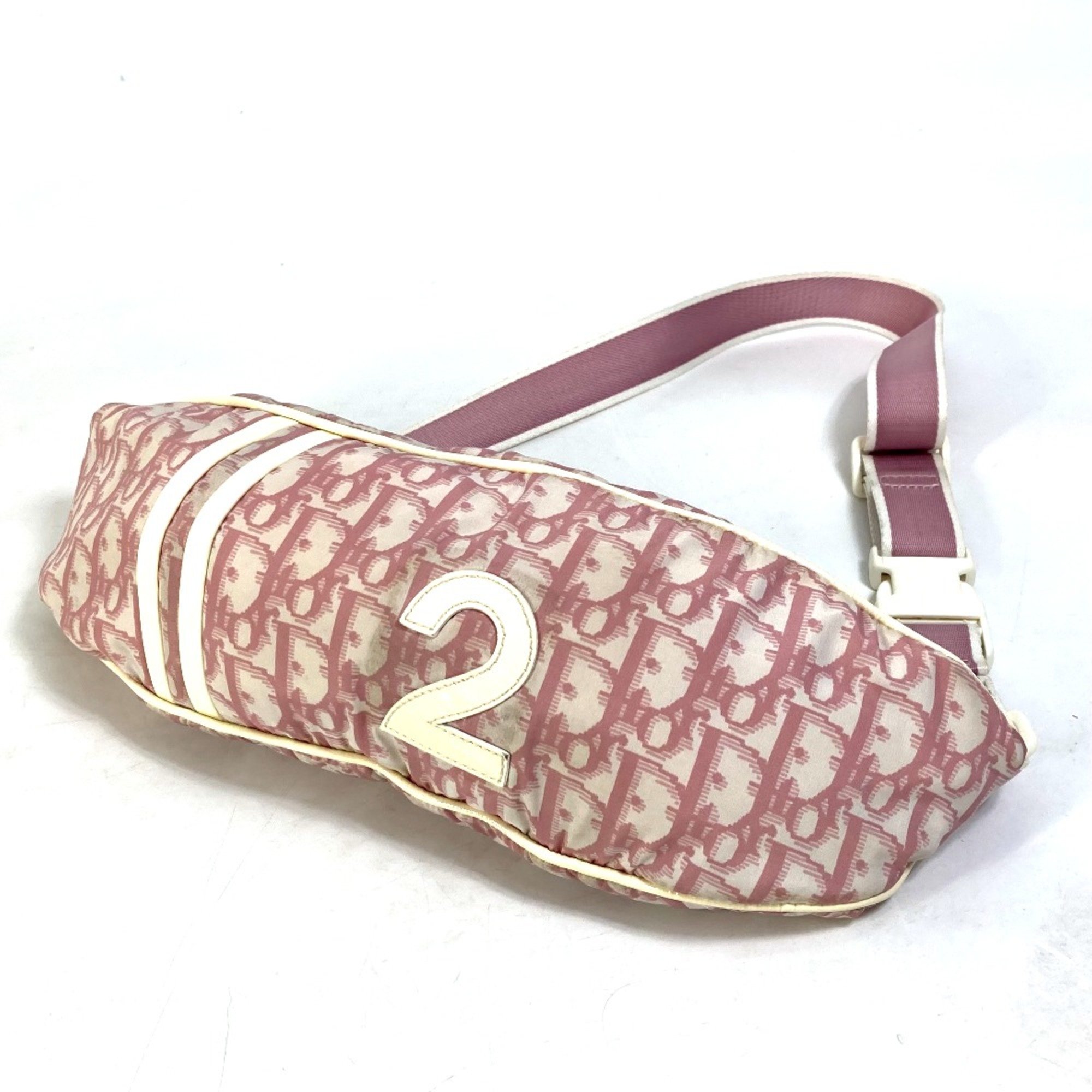 CHRISTIAN DIOR Shoulder Bag waist pouch bag body bag pink White