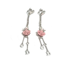 CHRISTIAN DIOR Flower Rose Accessories Earrings Silver