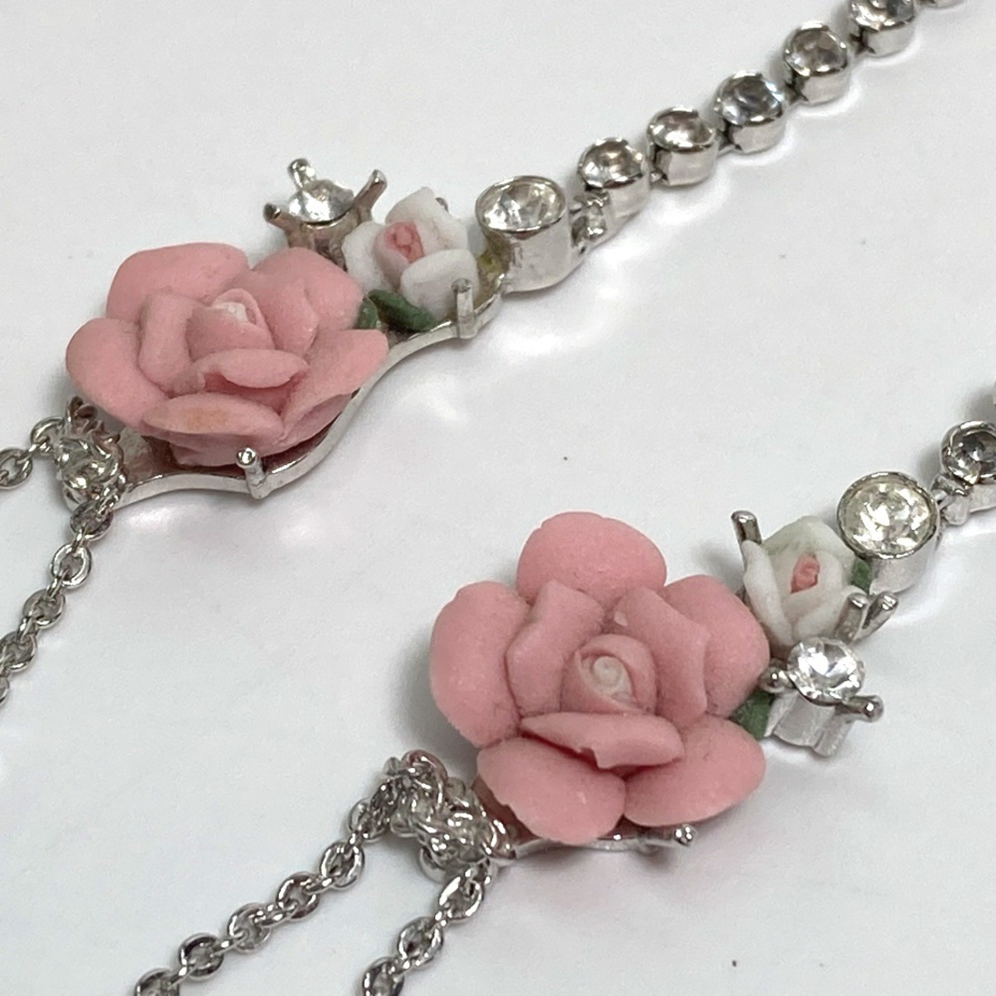 CHRISTIAN DIOR Flower Rose Accessories Earrings Silver