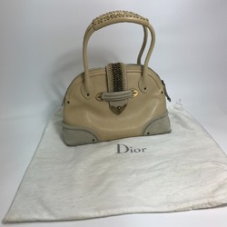 CHRISTIAN DIOR bag bowling Hand Bag Yellow Beige Based