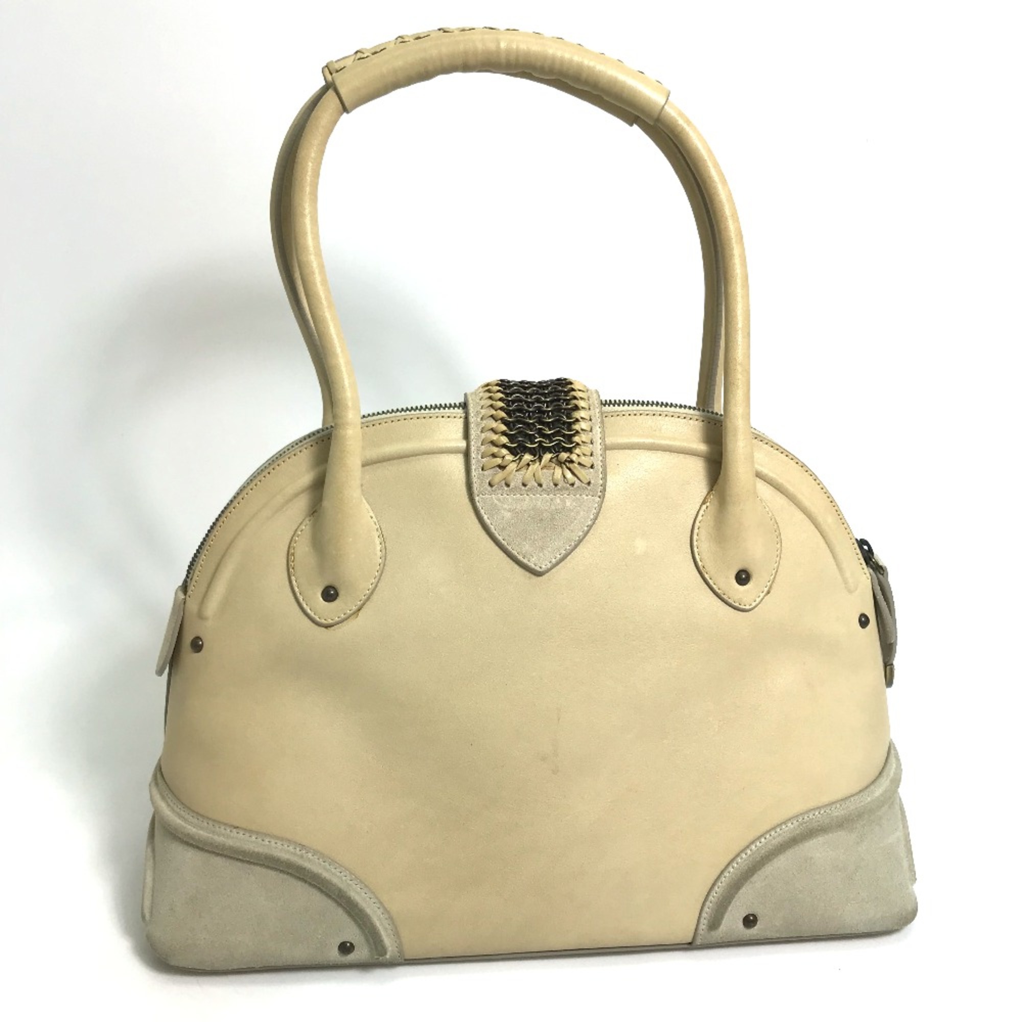 CHRISTIAN DIOR bag bowling Hand Bag Yellow Beige Based