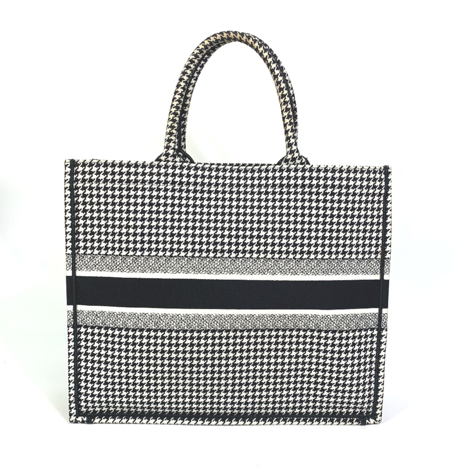 CHRISTIAN DIOR Houndstooth Shoulder Bag bag book tote Tote Bag White/Black