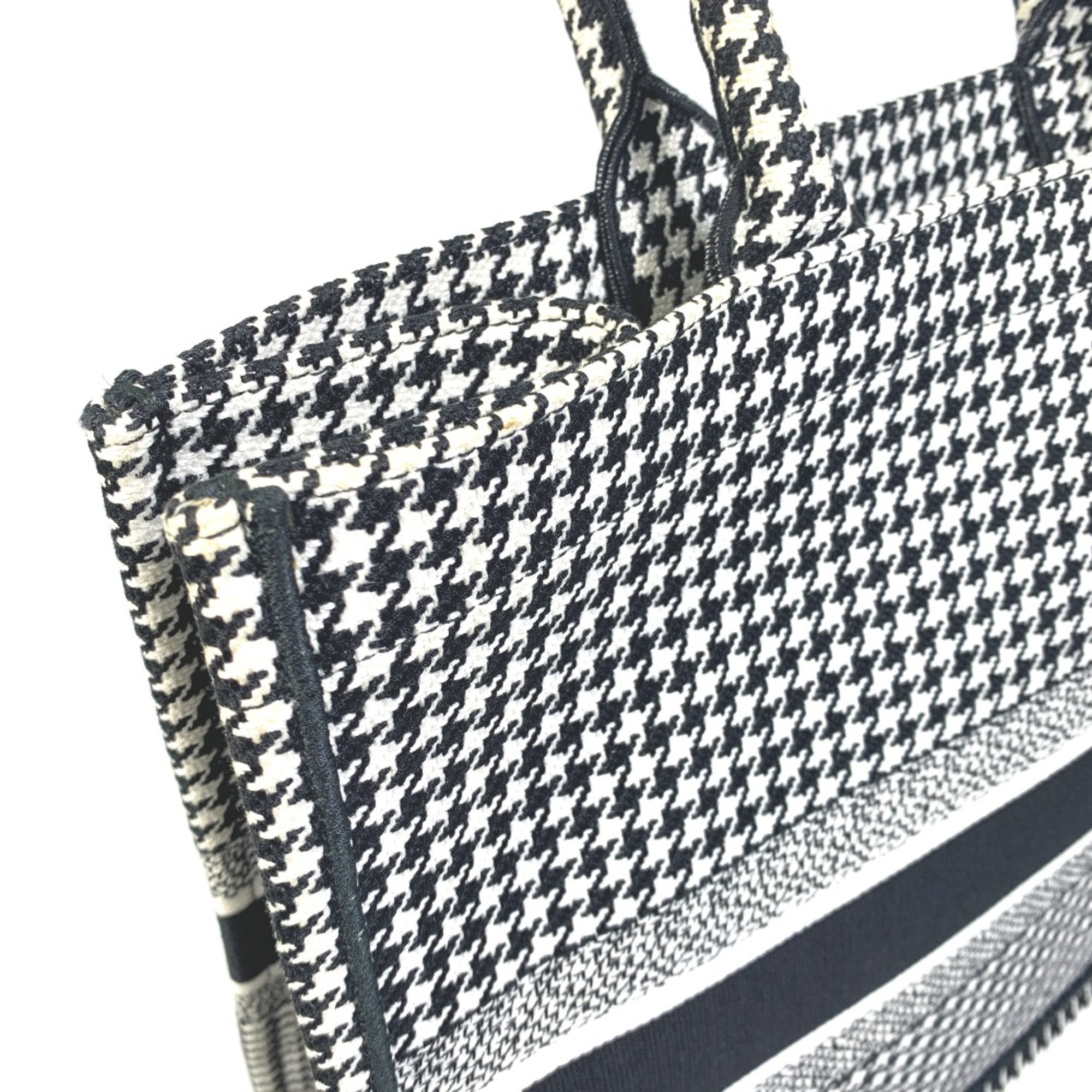 CHRISTIAN DIOR Houndstooth Shoulder Bag bag book tote Tote Bag White/Black