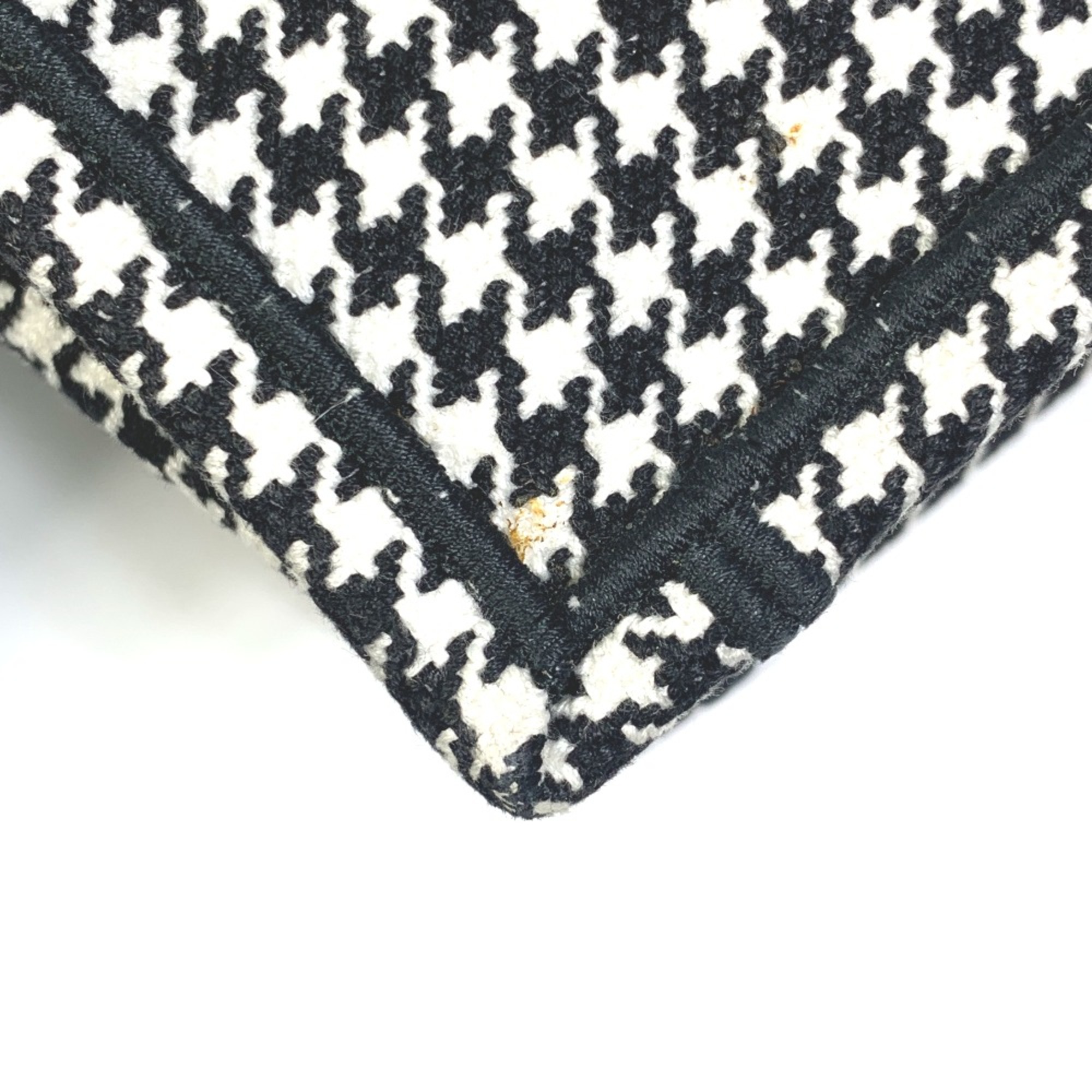 CHRISTIAN DIOR Houndstooth Shoulder Bag bag book tote Tote Bag White/Black