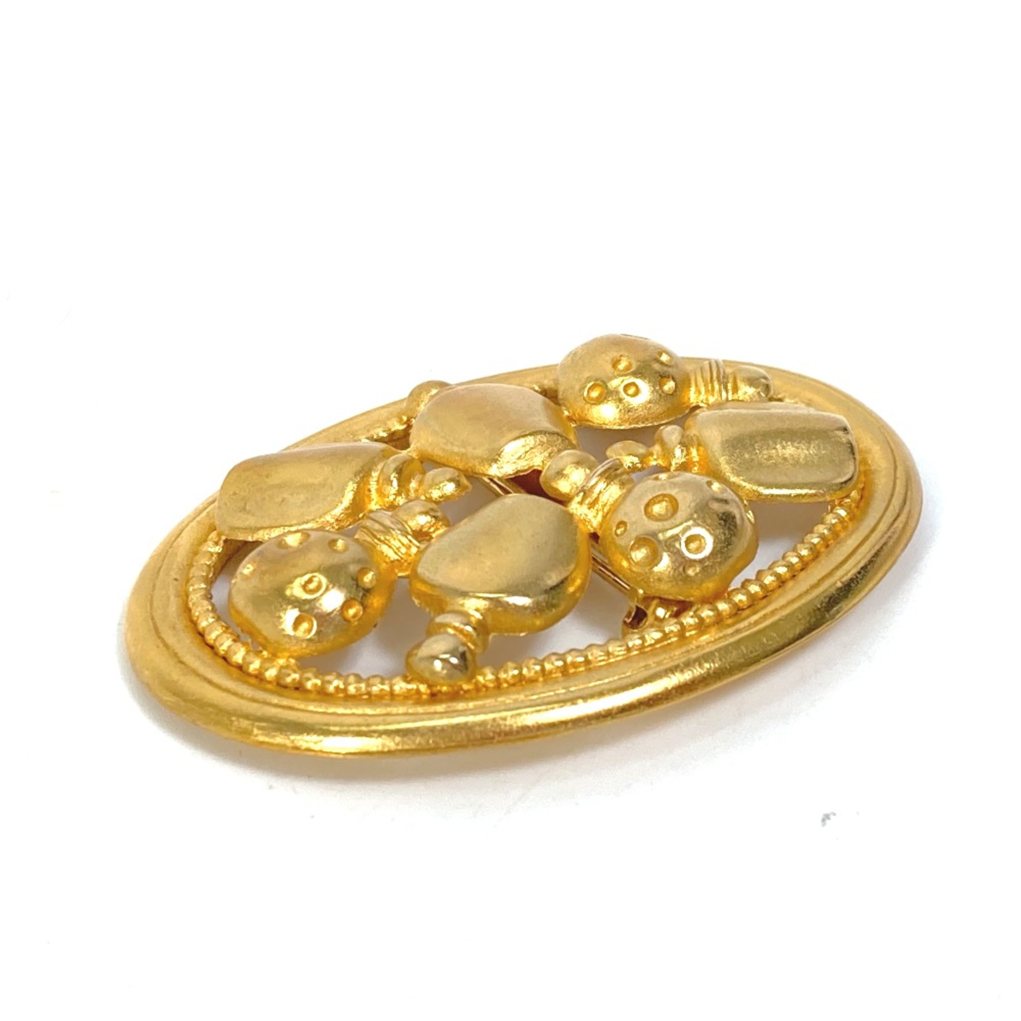 Christian CHRISTIAN DIOR circle round vintage Accessories Brooch Gold