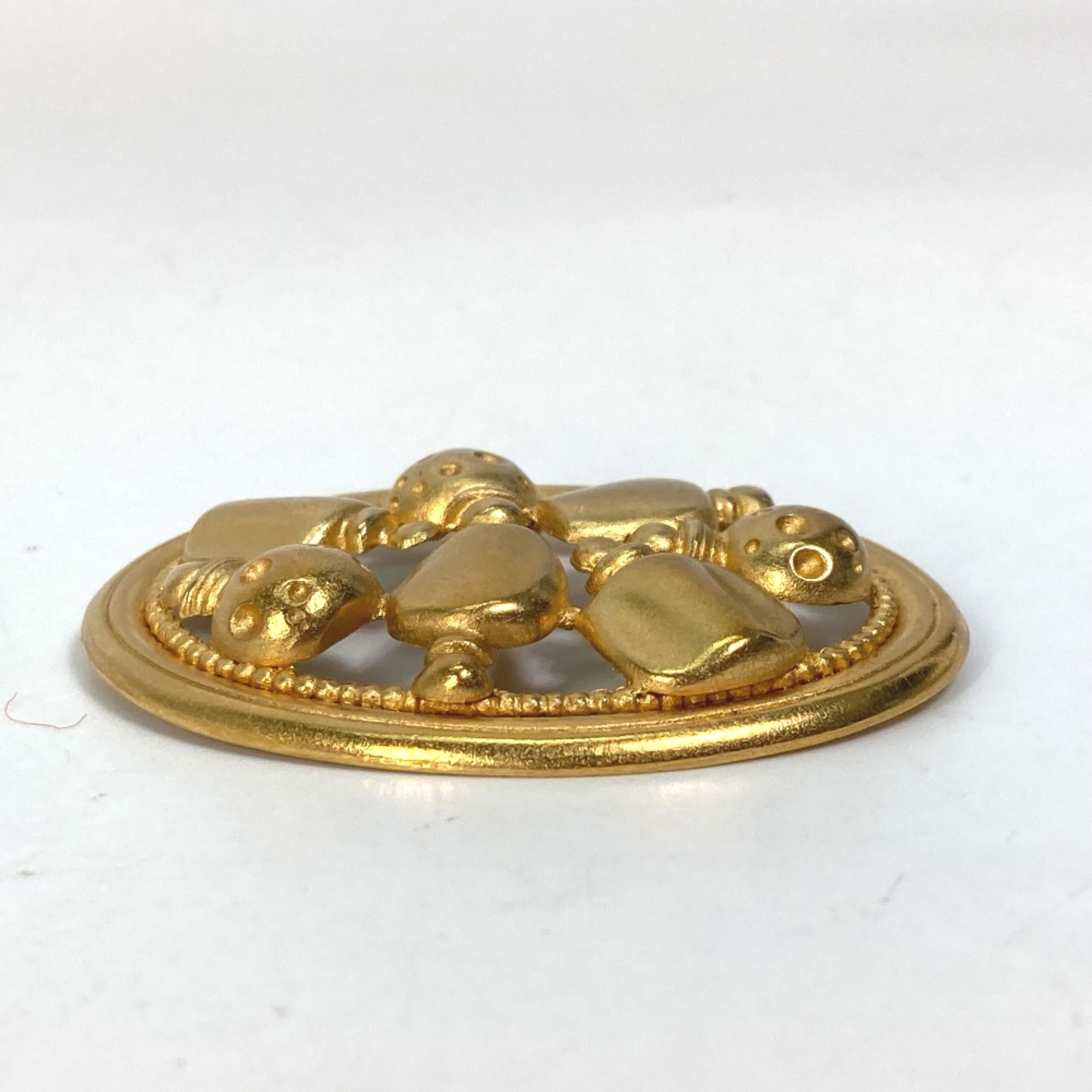 Christian CHRISTIAN DIOR circle round vintage Accessories Brooch Gold