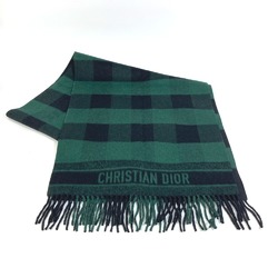 CHRISTIAN DIOR 95CHE200100 Logo fringe Large format shawl Scarf Green Black