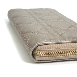 CHRISTIAN DIOR S0007OWEC_M10L Cannage LADY CHRISTIAN DIOR LADY DIOR VOYAGEUR Zip Around Long Wallet Gold