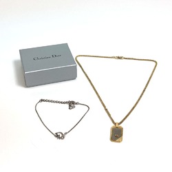 CHRISTIAN DIOR CD Bracelet 2-piece set Necklace Silver x Gold