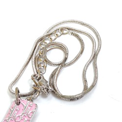 CHRISTIAN DIOR Trotter Pendant Necklace Silver /Pink