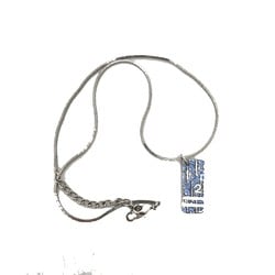 CHRISTIAN DIOR Trotter Pendant Necklace Silver x Blue