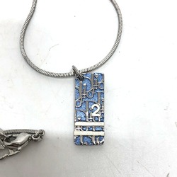 CHRISTIAN DIOR Trotter Pendant Necklace Silver x Blue