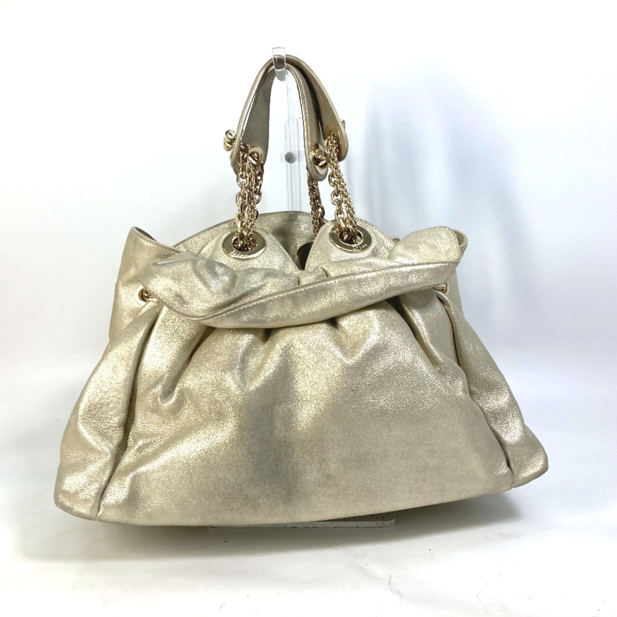 Christian CHRISTIAN DIOR Bag Chain Hand Bag Metallic gold