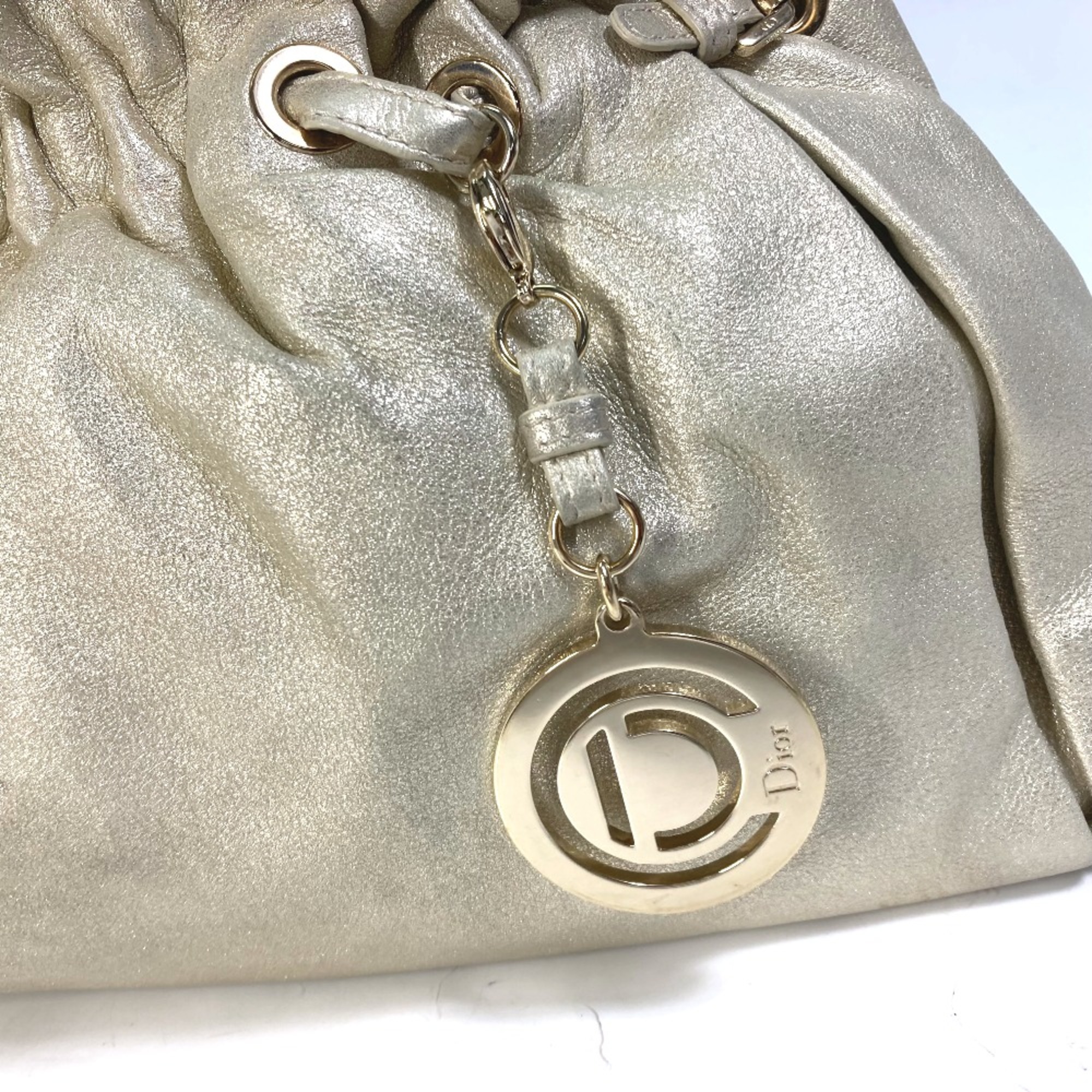 Christian CHRISTIAN DIOR Bag Chain Hand Bag Metallic gold