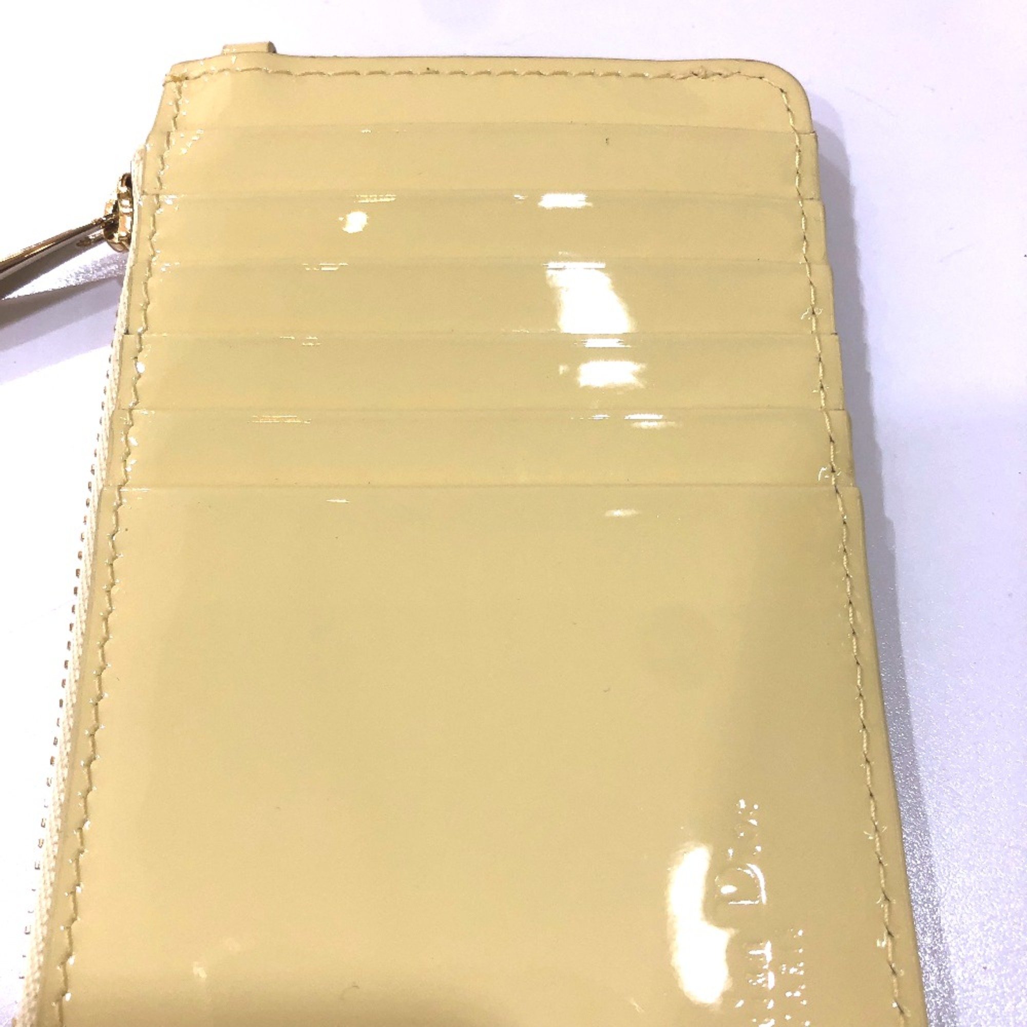 CHRISTIAN DIOR Cannage patent coin purse Beige GoldHardware