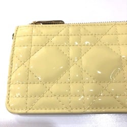 CHRISTIAN DIOR Cannage patent coin purse Beige GoldHardware