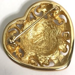 Christian CHRISTIAN DIOR heart Accessories Brooch Gold