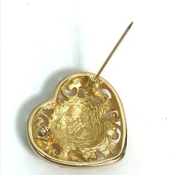 Christian CHRISTIAN DIOR heart Accessories Brooch Gold