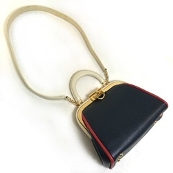 Christian CHRISTIAN DIOR Tricolor Vintage Bag 2WAYShoulder Bag Hand Bag Navy x WhiteBased x Red GoldHardware