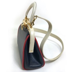 Christian CHRISTIAN DIOR Tricolor Vintage Bag 2WAYShoulder Bag Hand Bag Navy x WhiteBased x Red GoldHardware