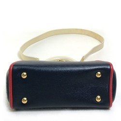 Christian CHRISTIAN DIOR Tricolor Vintage Bag 2WAYShoulder Bag Hand Bag Navy x WhiteBased x Red GoldHardware