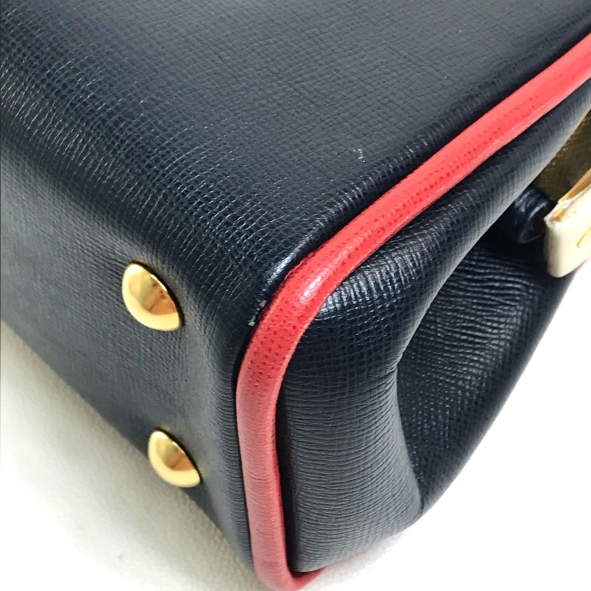 Christian CHRISTIAN DIOR Tricolor Vintage Bag 2WAYShoulder Bag Hand Bag Navy x WhiteBased x Red GoldHardware