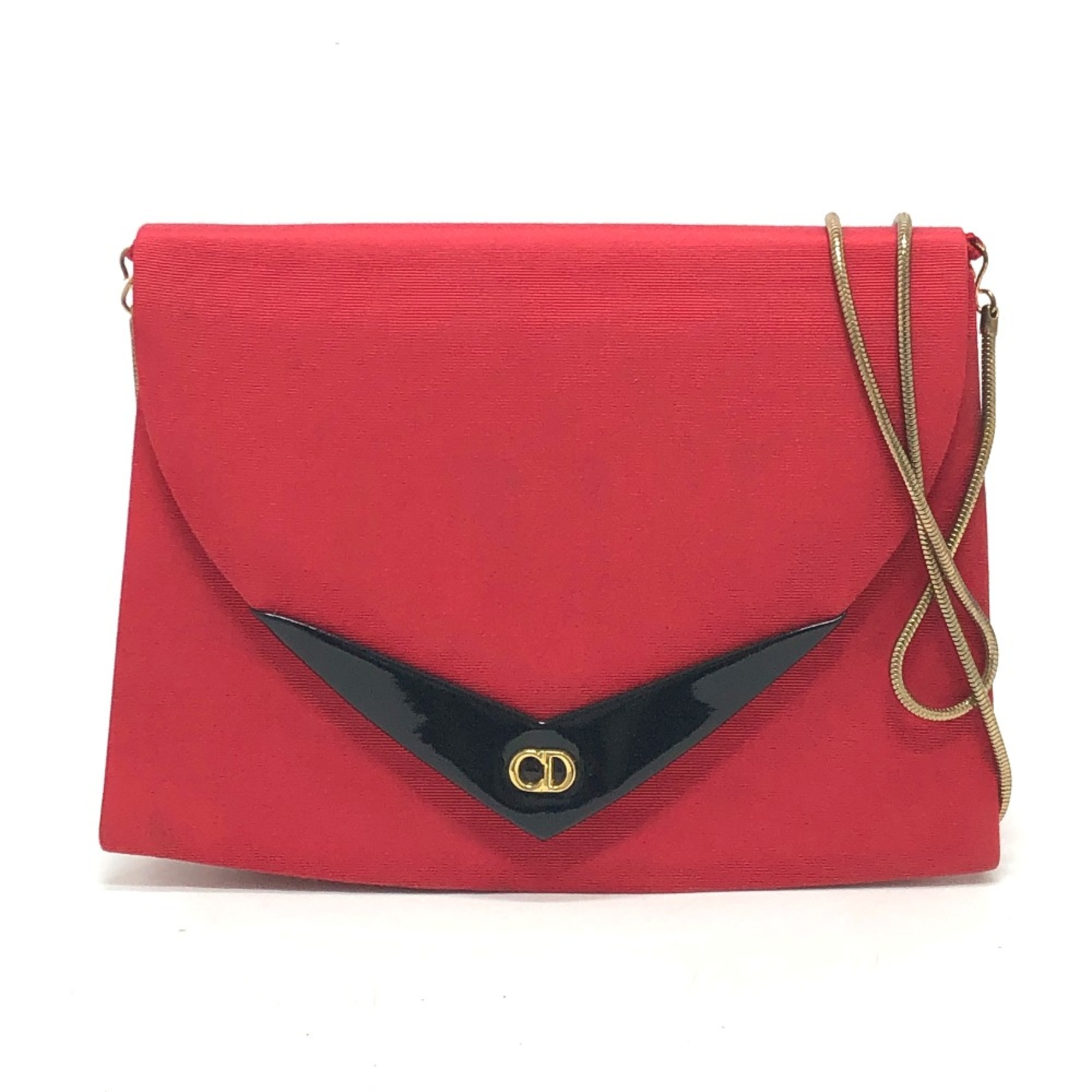 Christian CHRISTIAN DIOR Trotter Chain Shoulder Bag Red GoldHardware