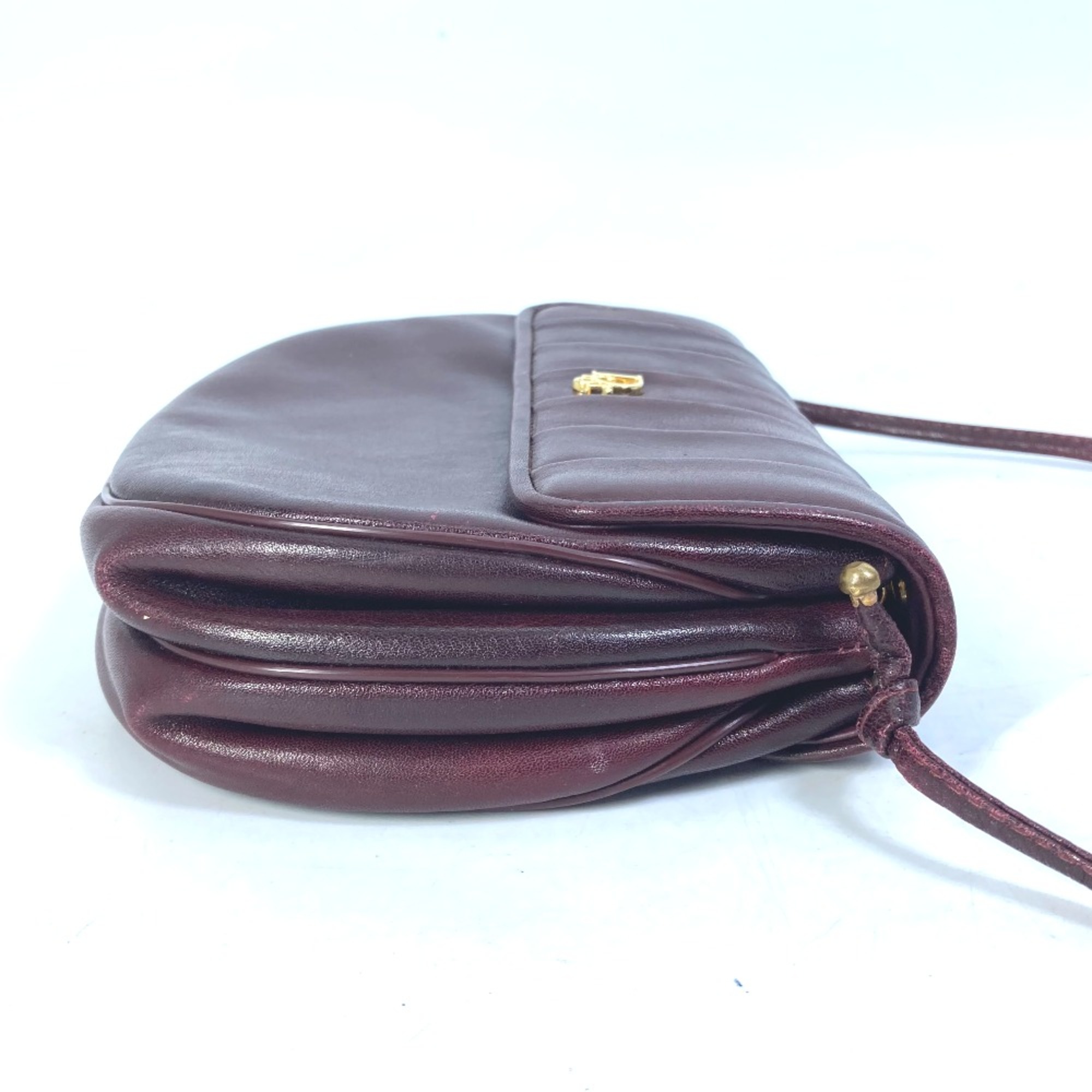 Christian CHRISTIAN DIOR logo Pochette Bag Crossbody Shoulder Bag Bordeaux