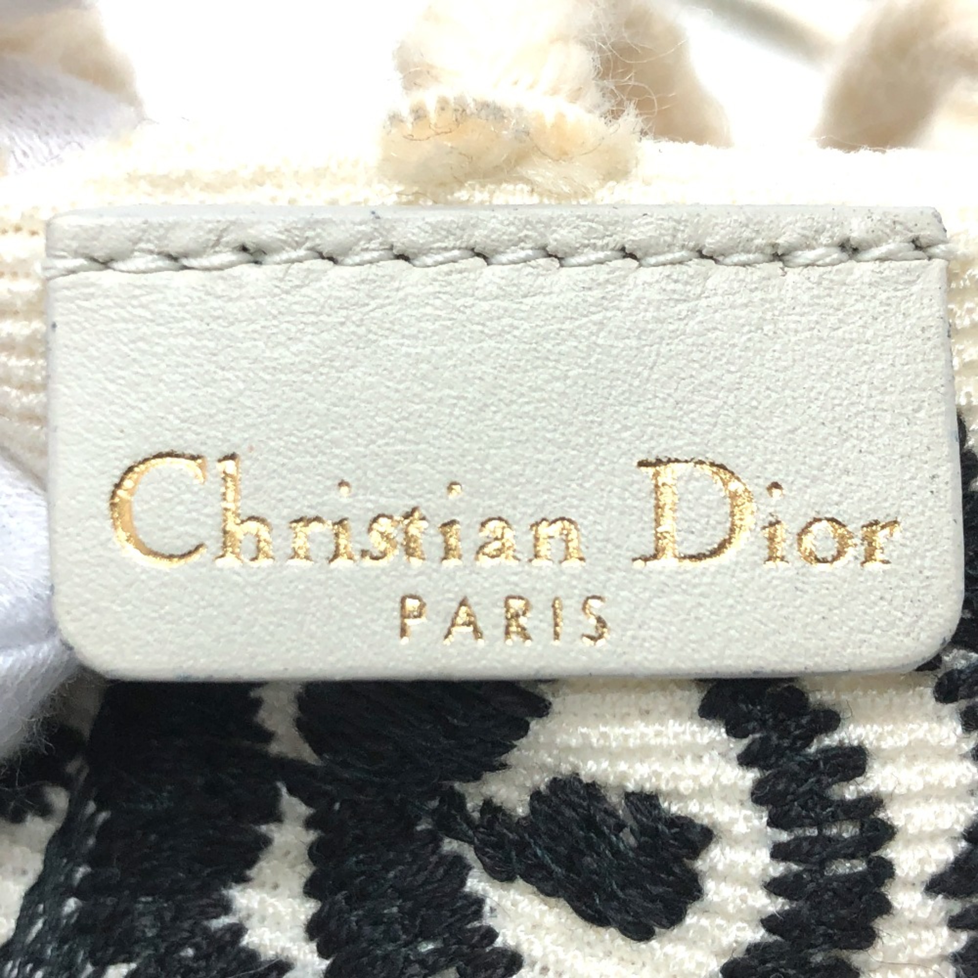 CHRISTIAN DIOR Logo embroidery belt White Black