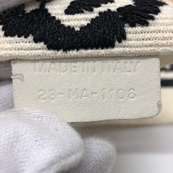 CHRISTIAN DIOR Logo embroidery belt White Black