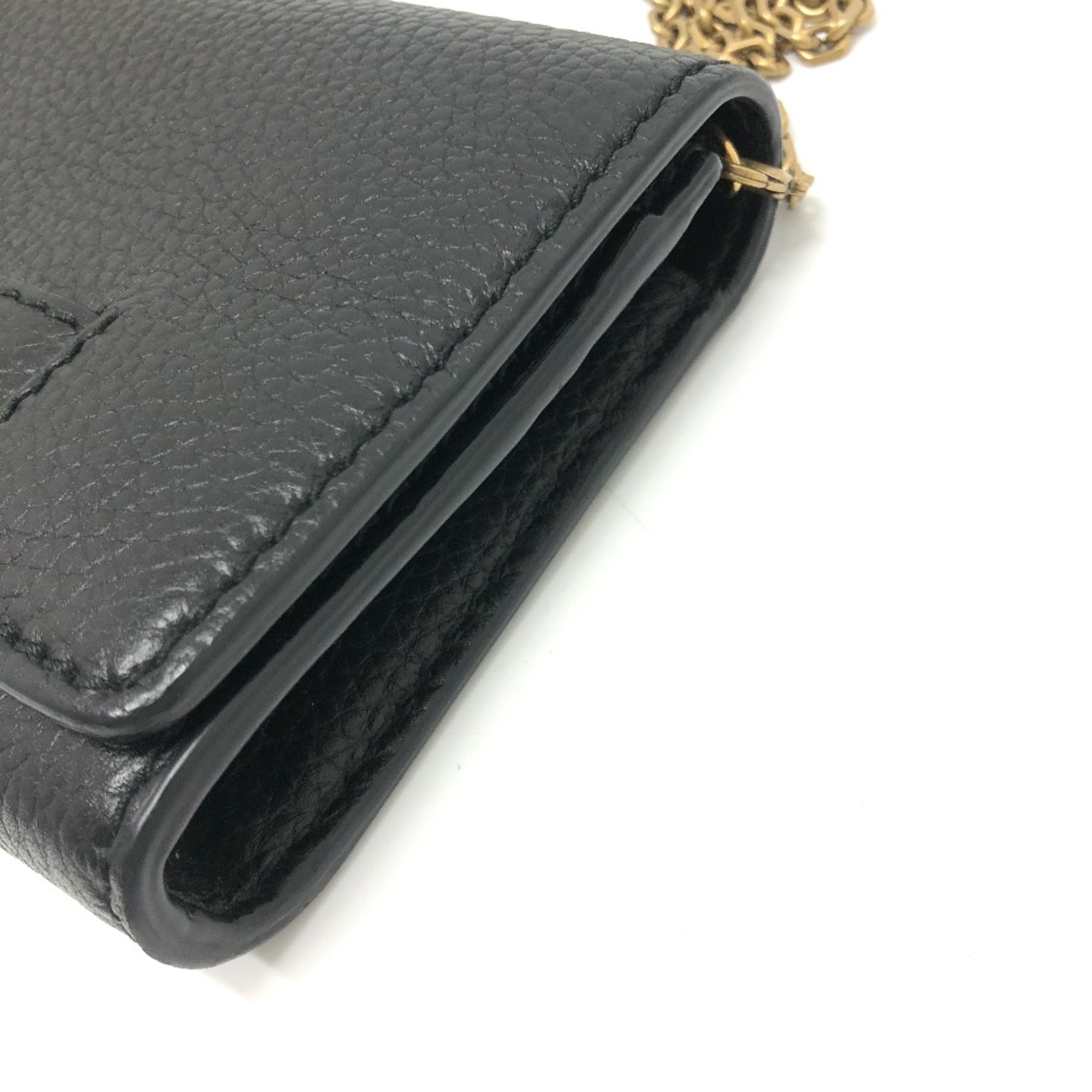 CHRISTIAN DIOR Logo/Crossbody bag chain wallet Shoulder Bag Black GoldHardware