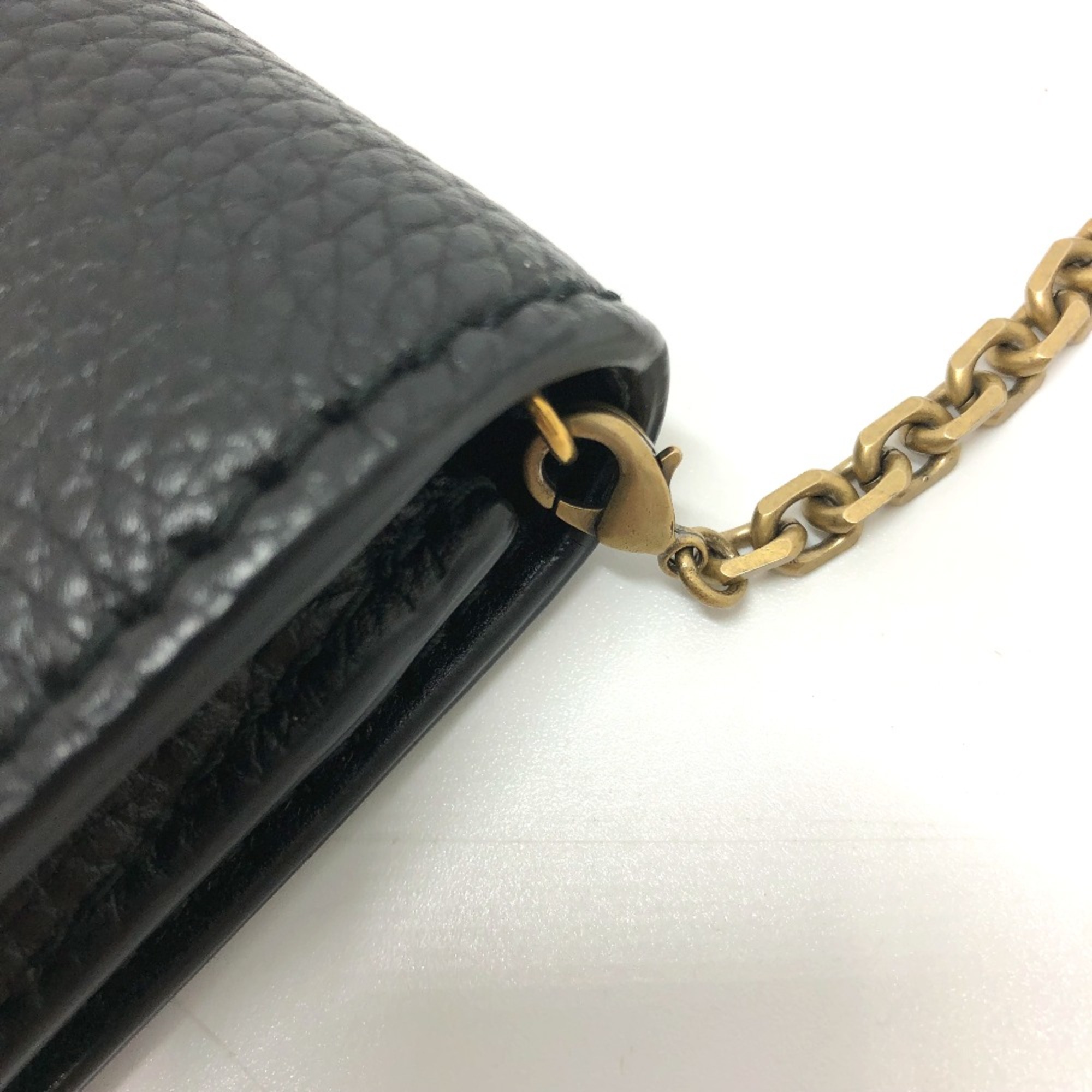 CHRISTIAN DIOR Logo/Crossbody bag chain wallet Shoulder Bag Black GoldHardware