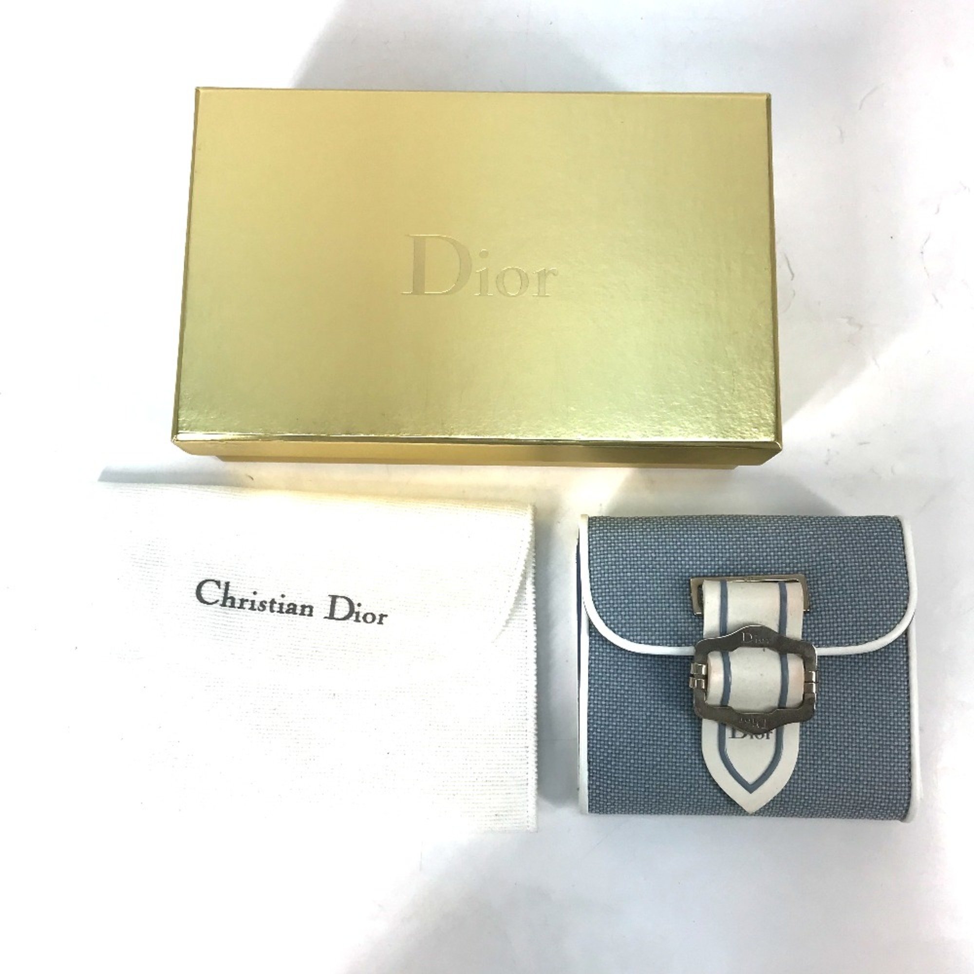 CHRISTIAN DIOR Bicolor logo Compact wallet Folded wallet blue